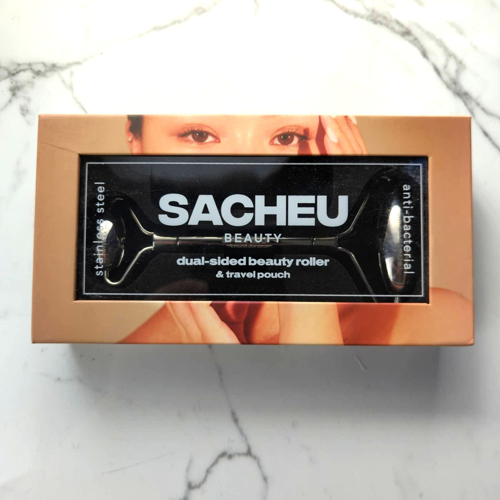 SACHEU BEAUTY Dual -Sided Beauty‎ Roller & Travel Pouch